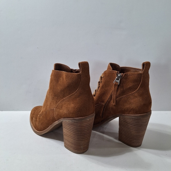 Dolce Vita Brown Classic Preppy Suede Side Zip Lace Up Block Heel Boots Size 10 - Picture 9 of 13